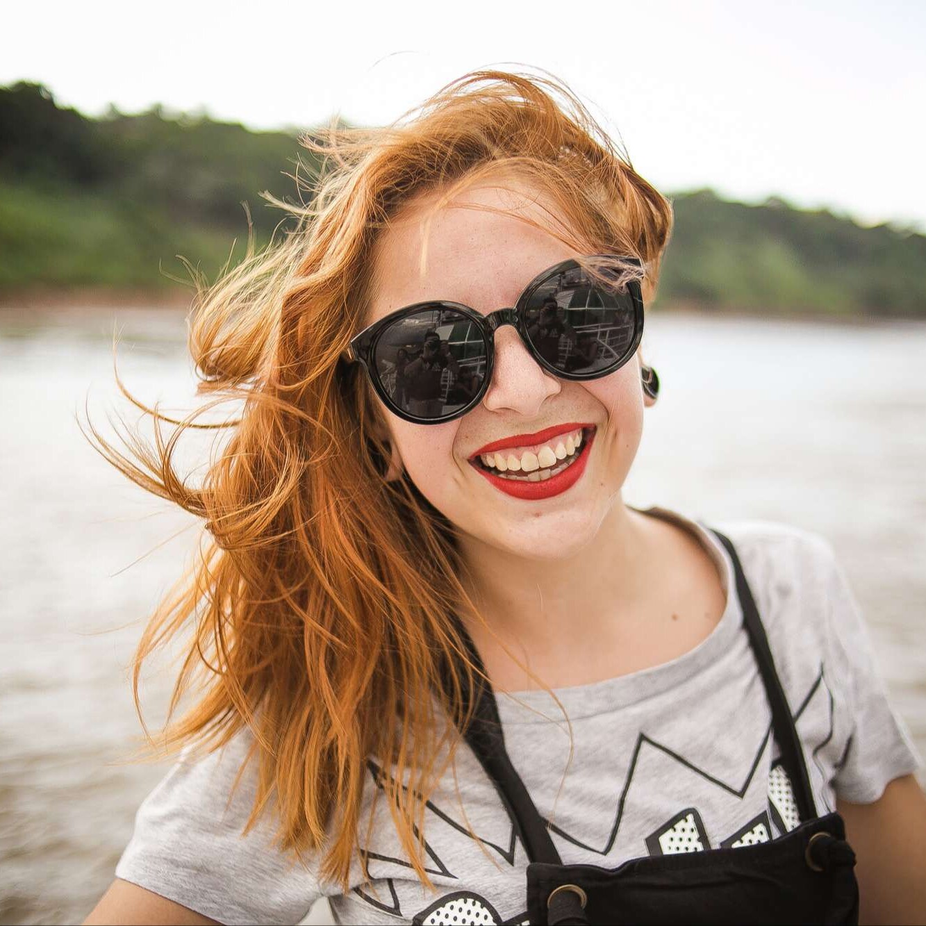 healthy hapy woman smiling outfors