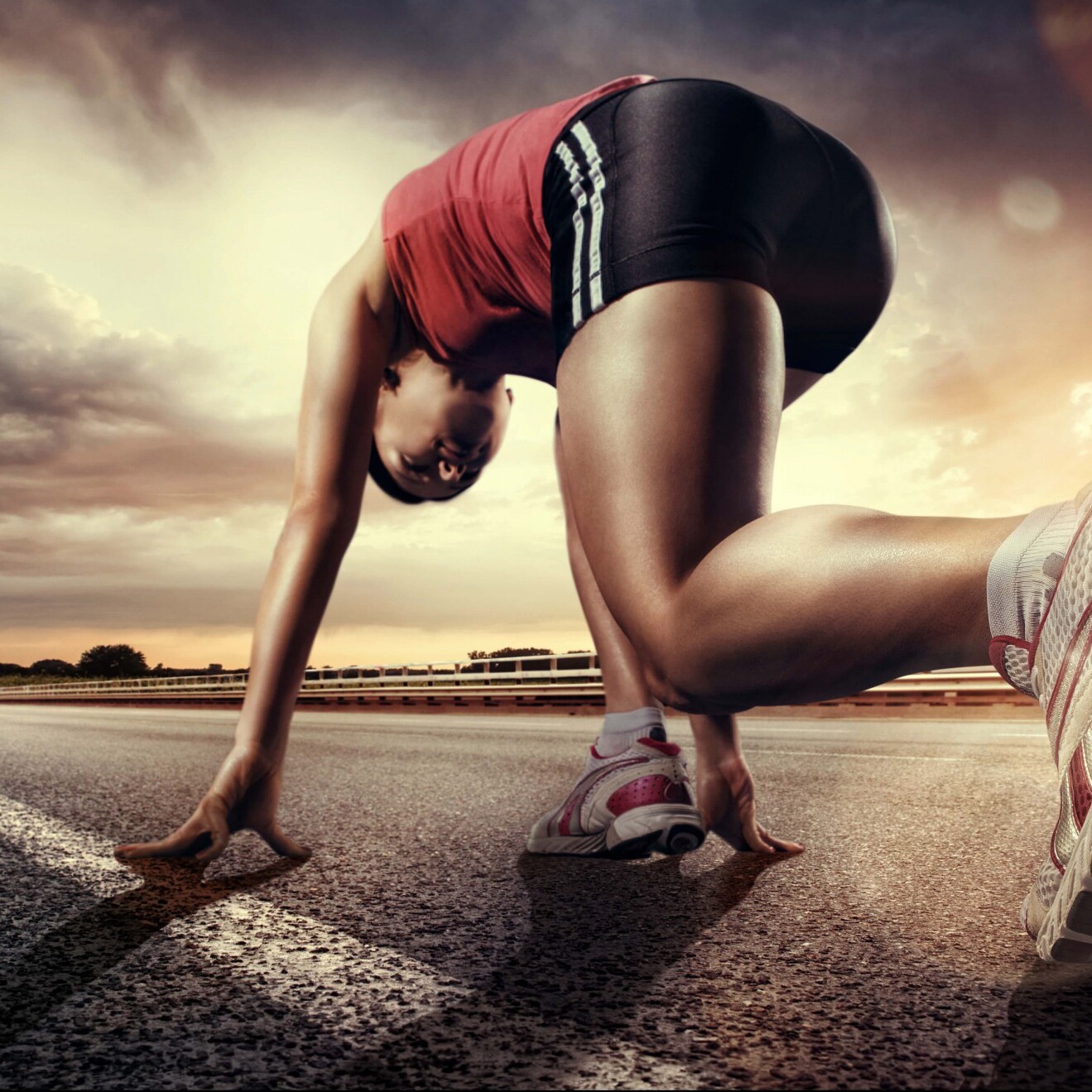 athlete in great health about to start running