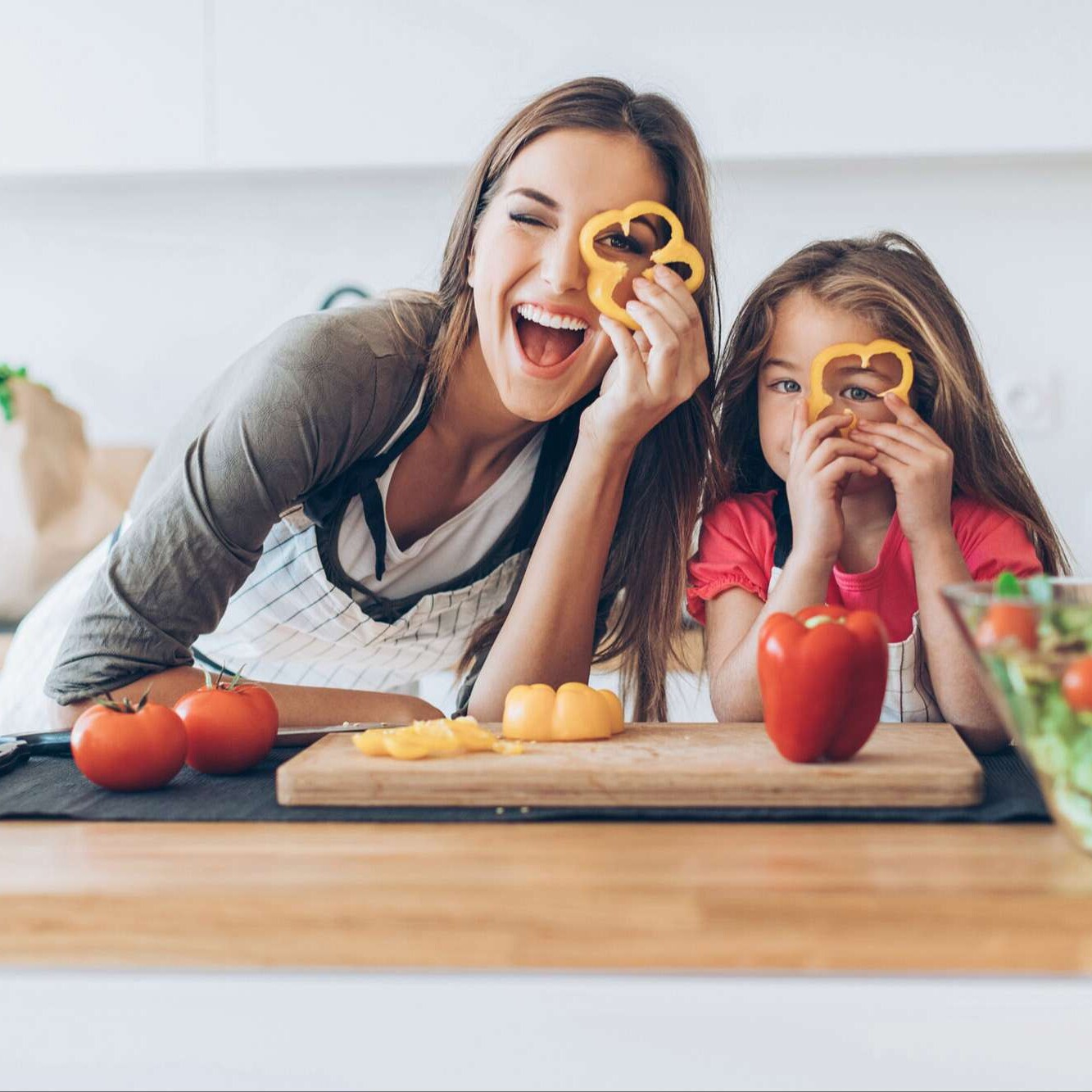 happy and healthy woman mom and her daughter